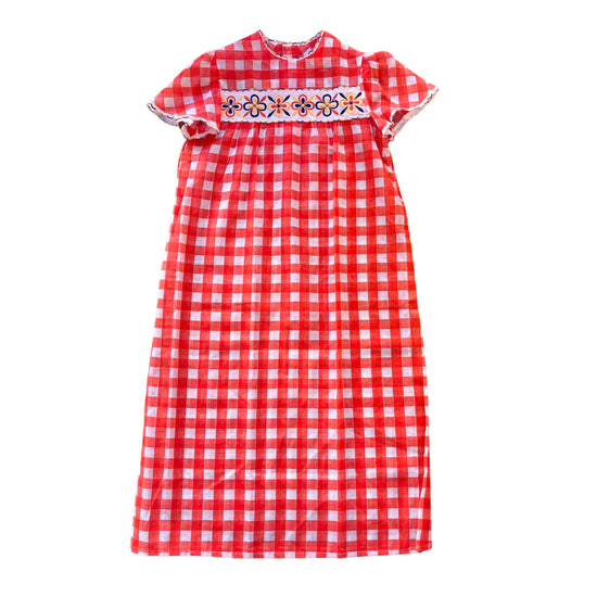 Red Check / Gingham Boho Dress / 10-12Y