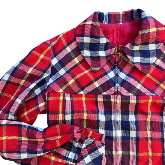 Vintage 1960's Red Plaid Jacket 10-12Y