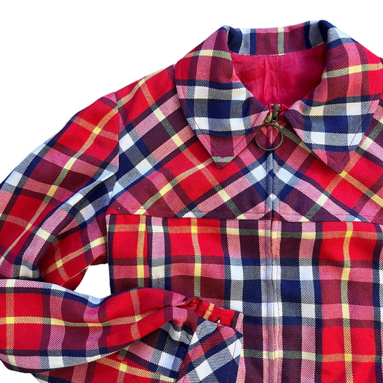 Load image into Gallery viewer, Vintage 1960&amp;#39;s Red Plaid Jacket 10-12Y
