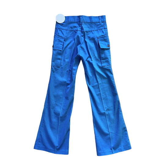 1970s Blue Flared Cargo Pants 8-10Y