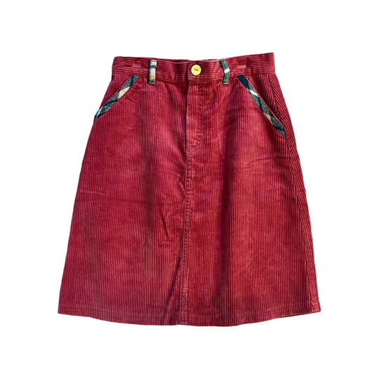 1970s Dark Red Cord Skirt / 8-10Y