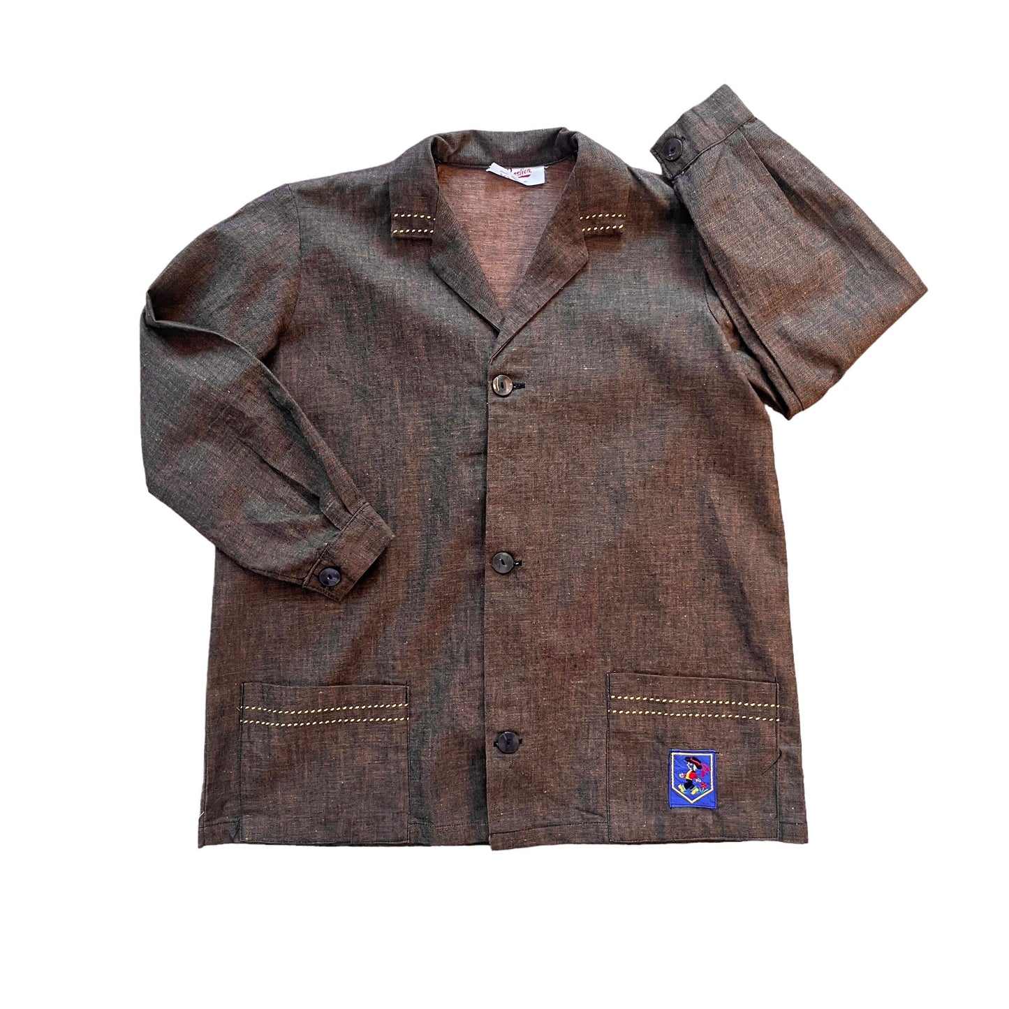 French Vintage 1960s Brown Overshirt / 6-8Y