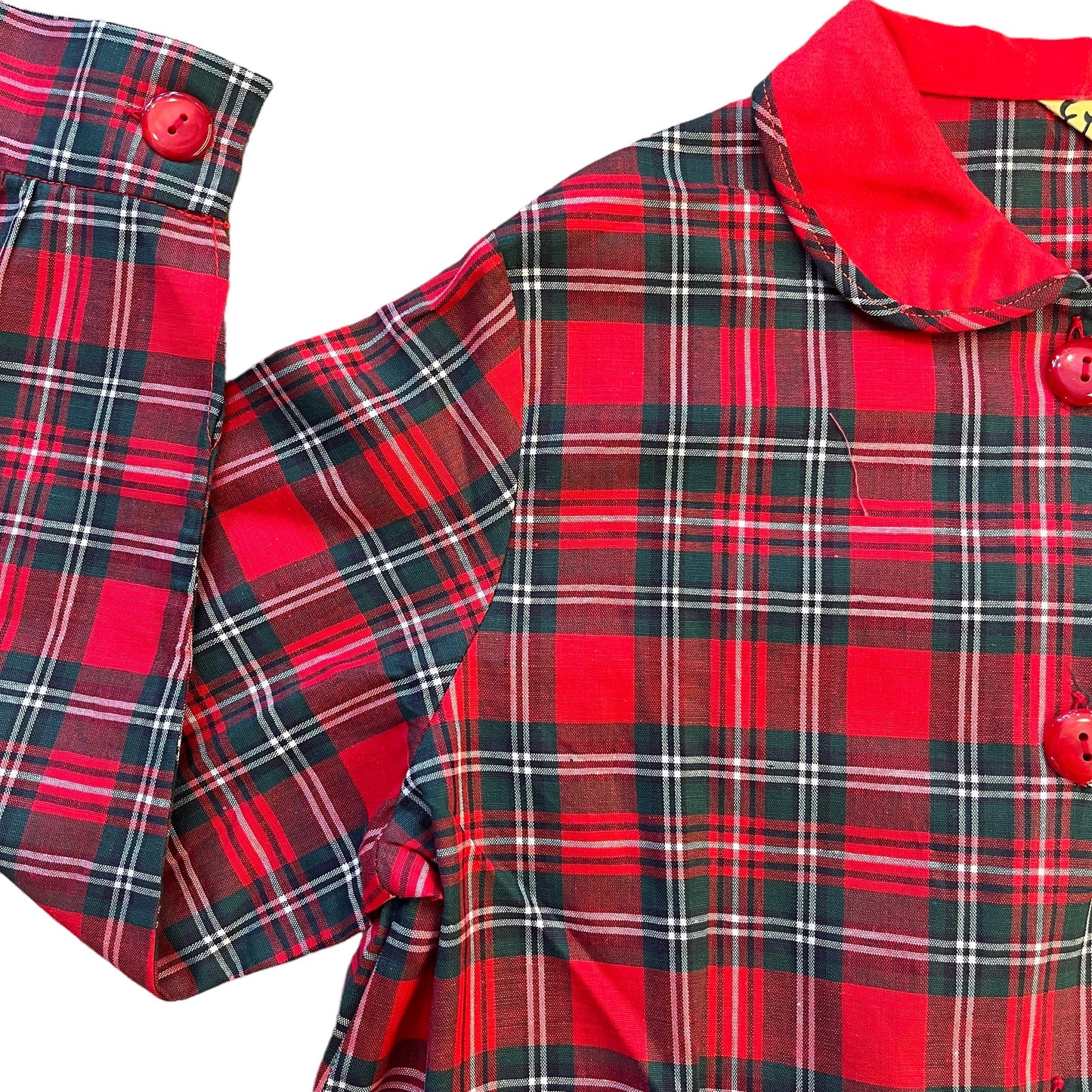 60's Red Tartan Blouse / Dress 6-8 Years