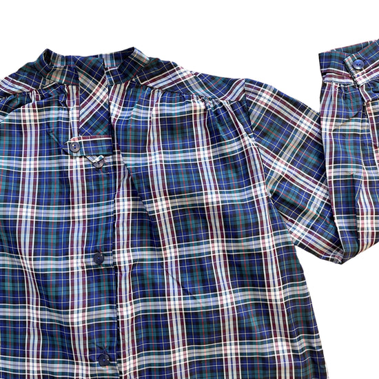 Vintage 1960's Tartan Nylon Overshirt / Blouse / 10-12Y