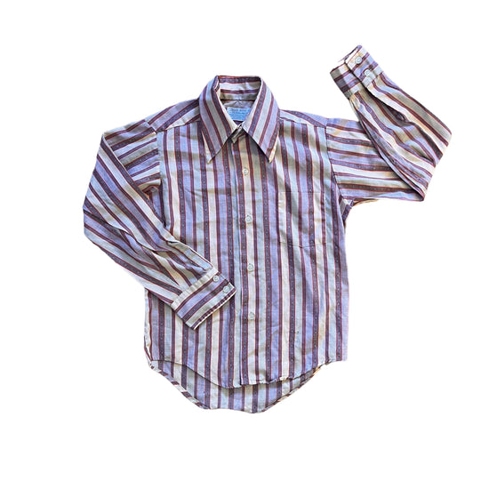 1970s Brown Children's Shirt / 8-10Yrs