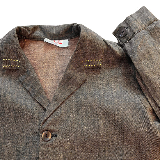 French Vintage 1960s Brown Overshirt / 6-8Y