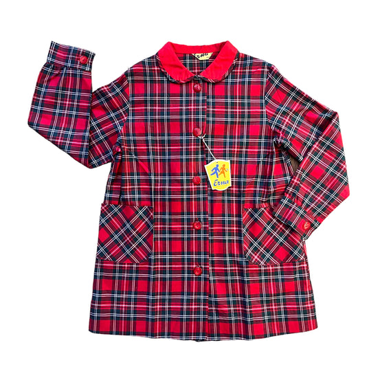 60's Red Tartan Blouse / Dress 6-8 Years