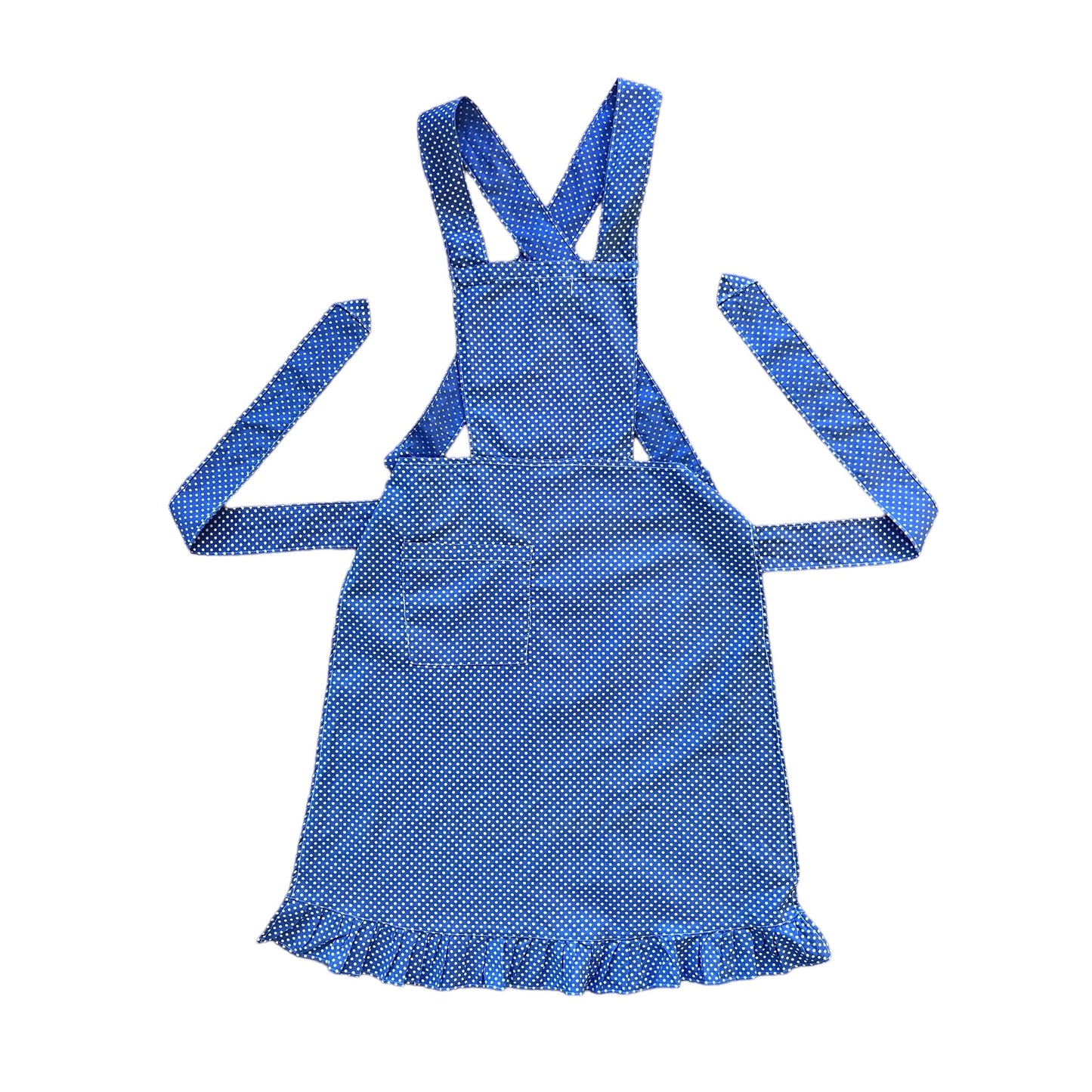 1960s Blue Polka Dot Apron 6-8Y