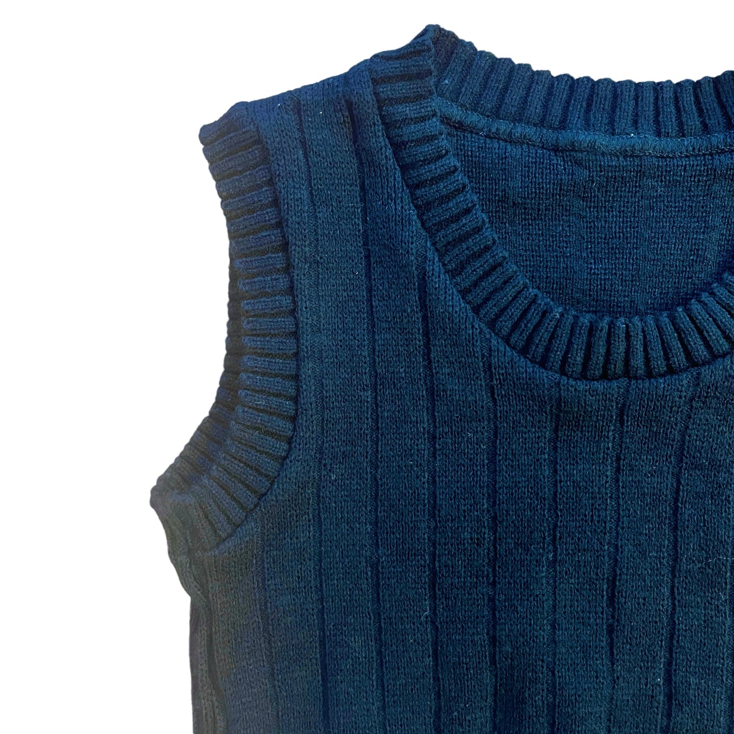 1970's Black Knitted Vest / 5-6Y