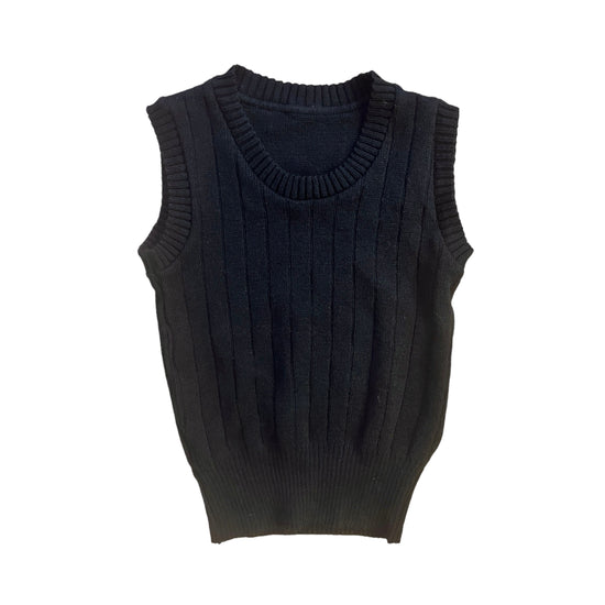 1970's Black Knitted Vest / 5-6Y