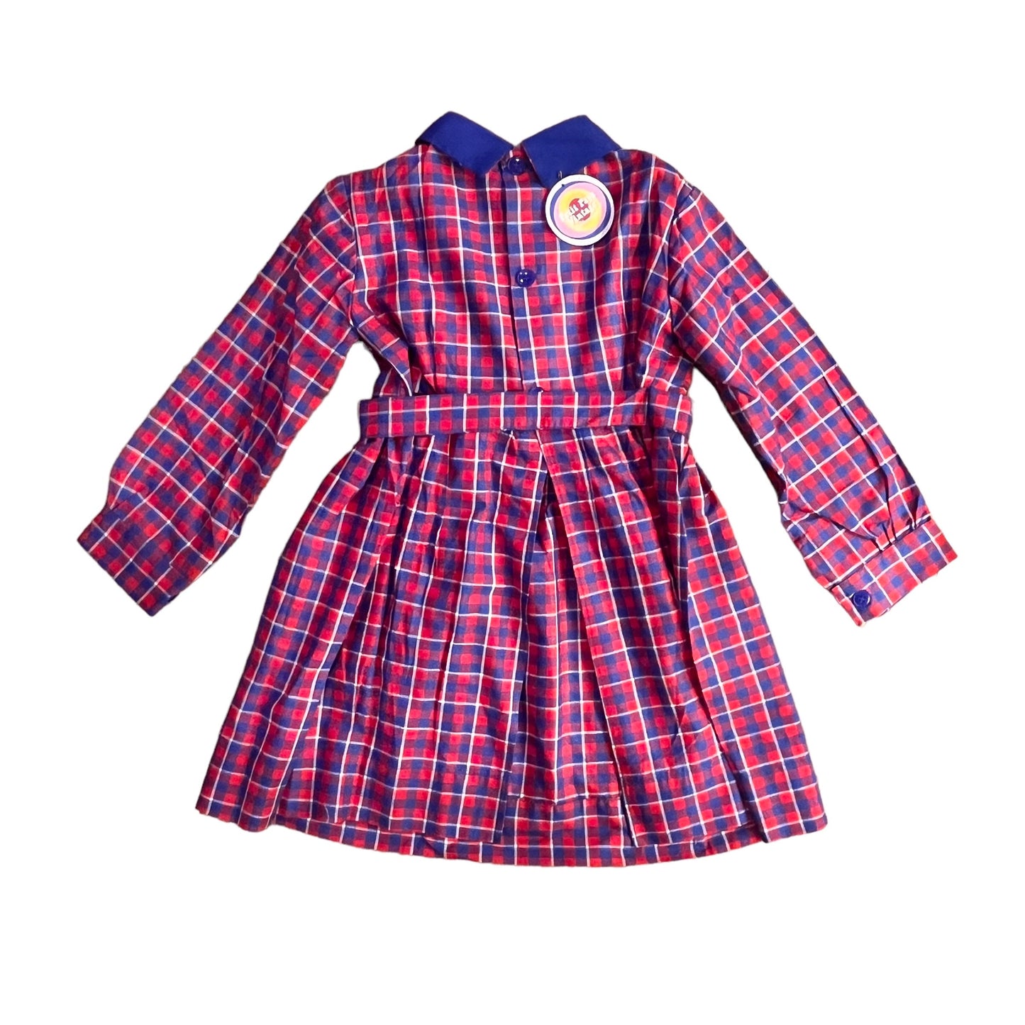 1960's Red/Blue Check Dress/ Blouse / 5-6Y