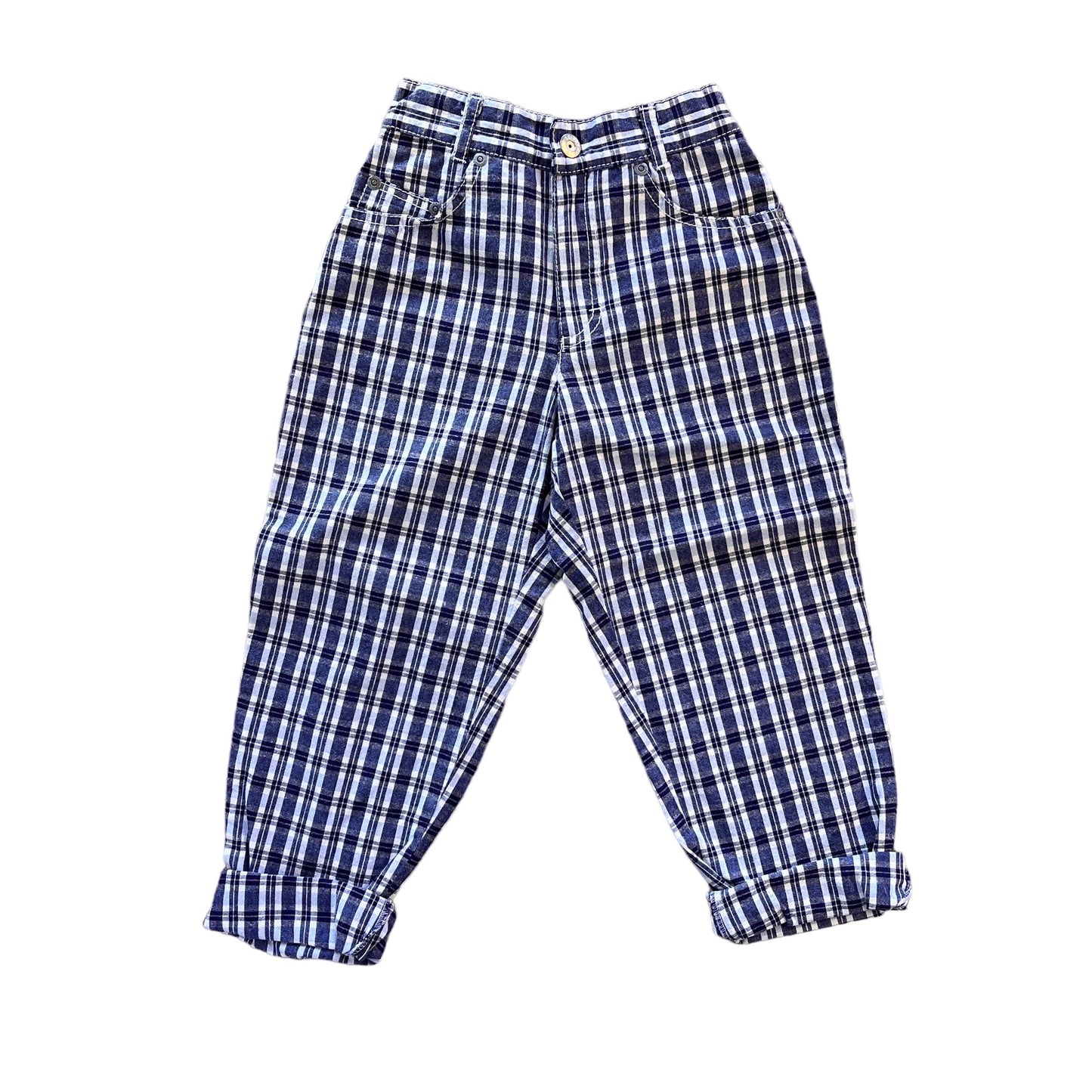 1980s Blue Checkered Trousers / 5-6Y