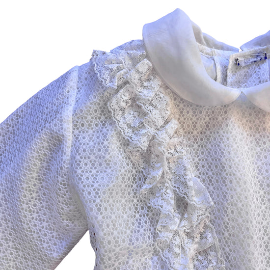 1960s White Sheer Lace Dress / 6-8Y