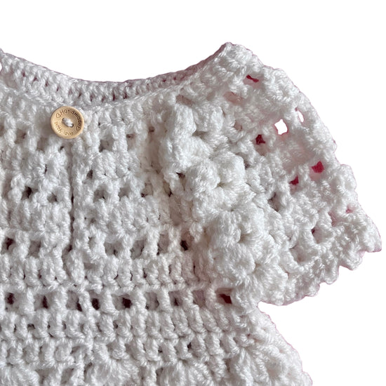 Load image into Gallery viewer, 1970s White Crochet Knitted Dress 0-6 Months
