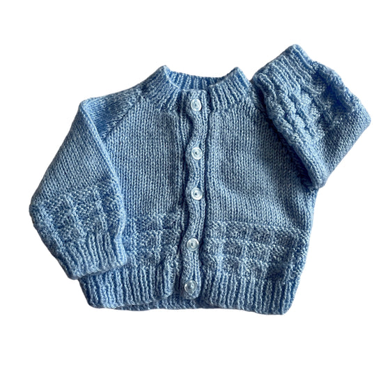 Vintage Blue Knitted Cardigan 0-3 Months