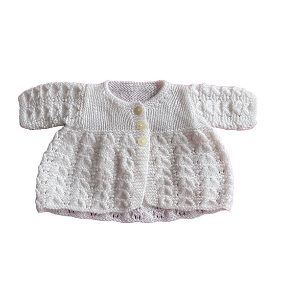 Vintage White Knitted Cardigan 0-3 Months