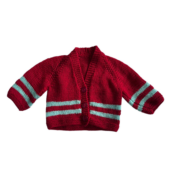 Vintage Knitted Dark Red Cardigan 0-3 Months