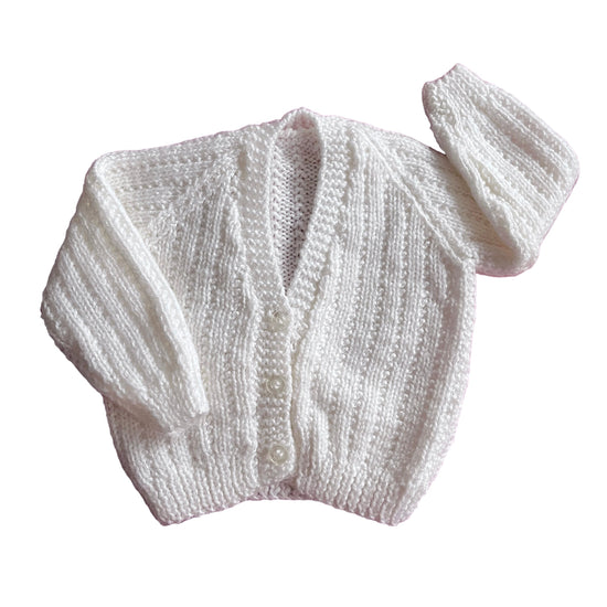 Vintage Knitted White Cardigan 0-3 Months