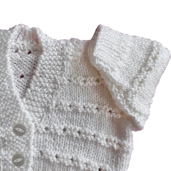 Vintage Knitted White Cardigan 0-3 Months