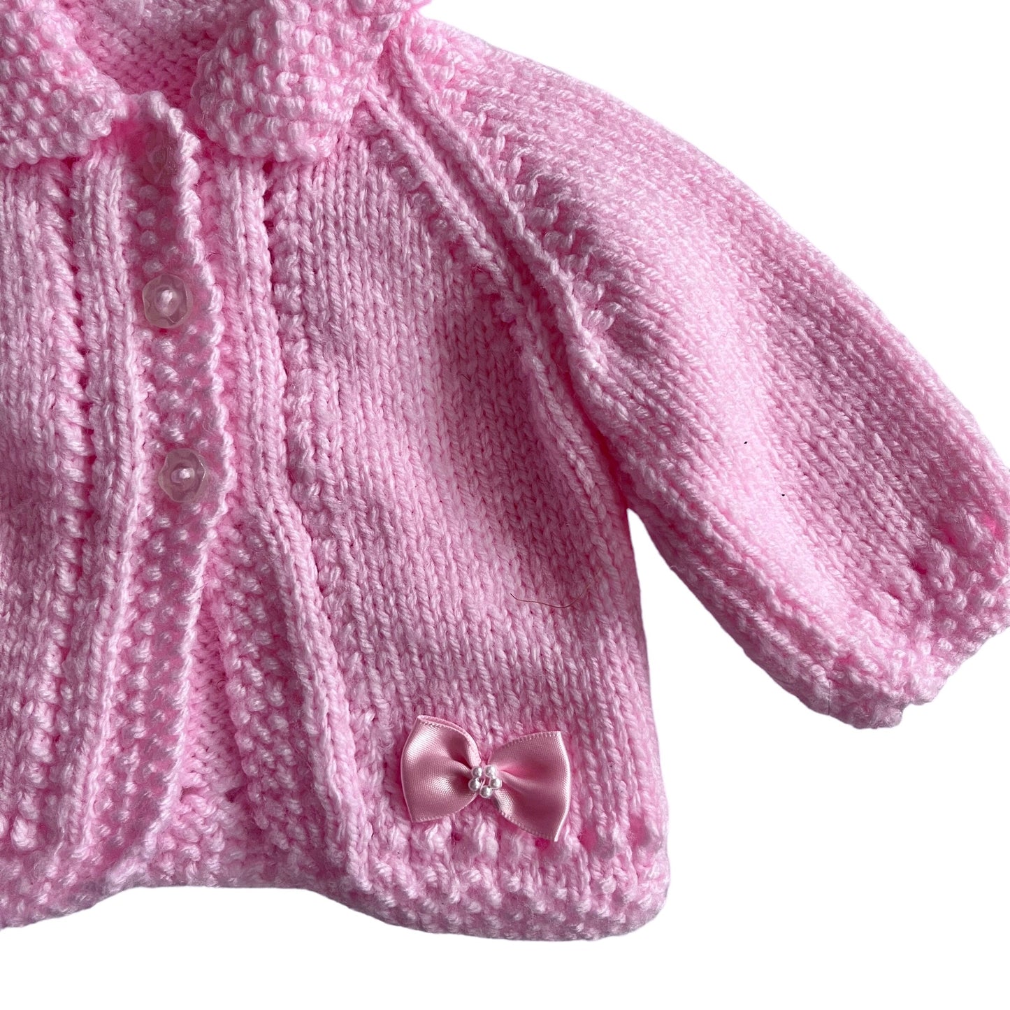 Vintage Knitted Pink Cardigan Newborn / 0-3 Months