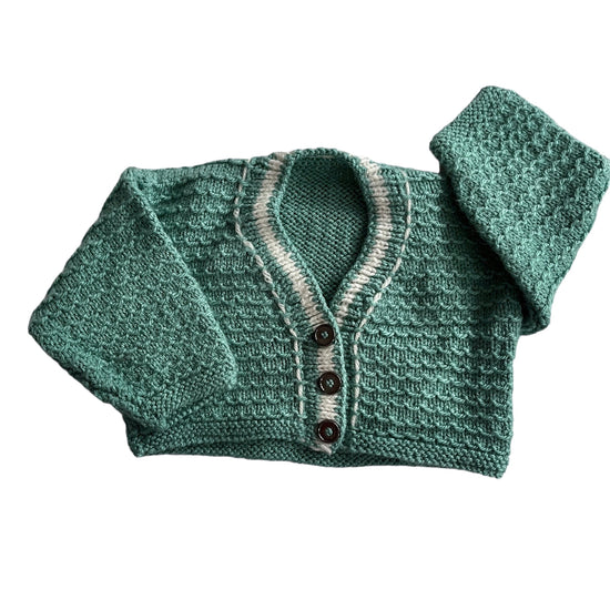 Vintage Green Knitted Cardigan 0-6 Months