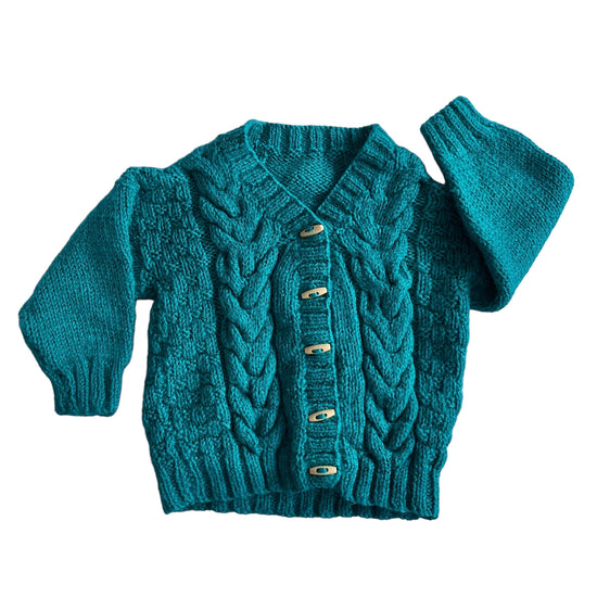 Vintage Green Knitted Cardigan 3-6 Months