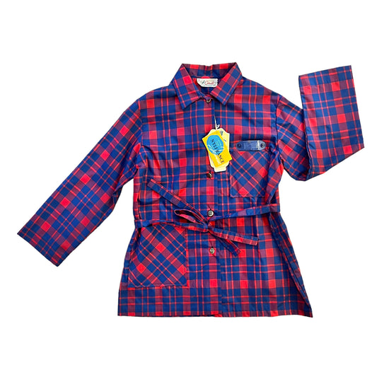 1960s Red/Navy School Nylon Dress / Blouse 6-8Y