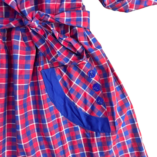 1960's Red/Blue Check Dress/ Blouse / 5-6Y