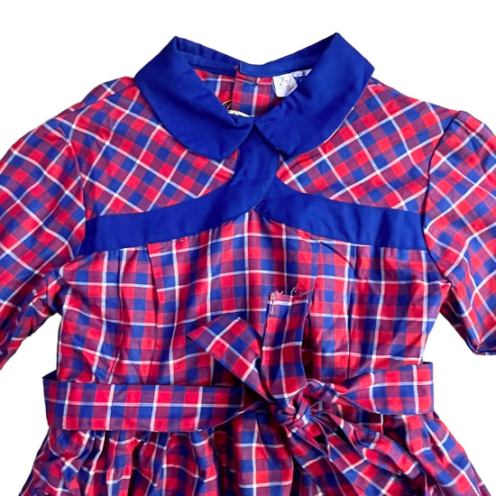 1960's Red/Blue Check Dress/ Blouse / 5-6Y