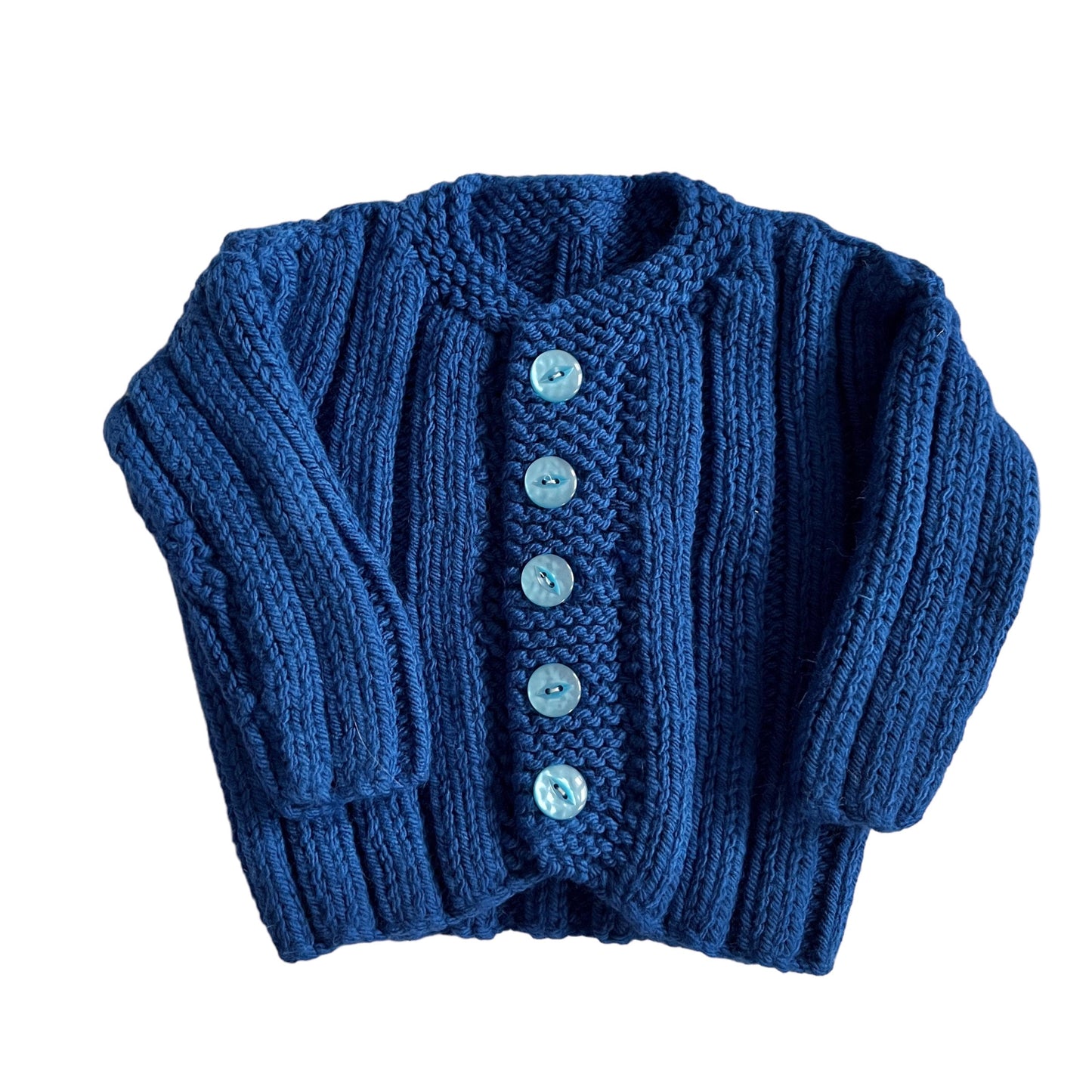 Vintage Knitted Navy Chunky Cardigan / 6-9M