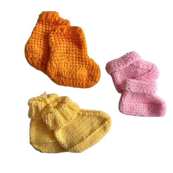 1970's Knitted Baby Booties 0-6M