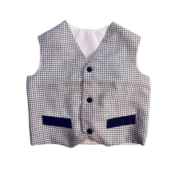 1960's Navy Checkered Waistcoat / 4-5Y