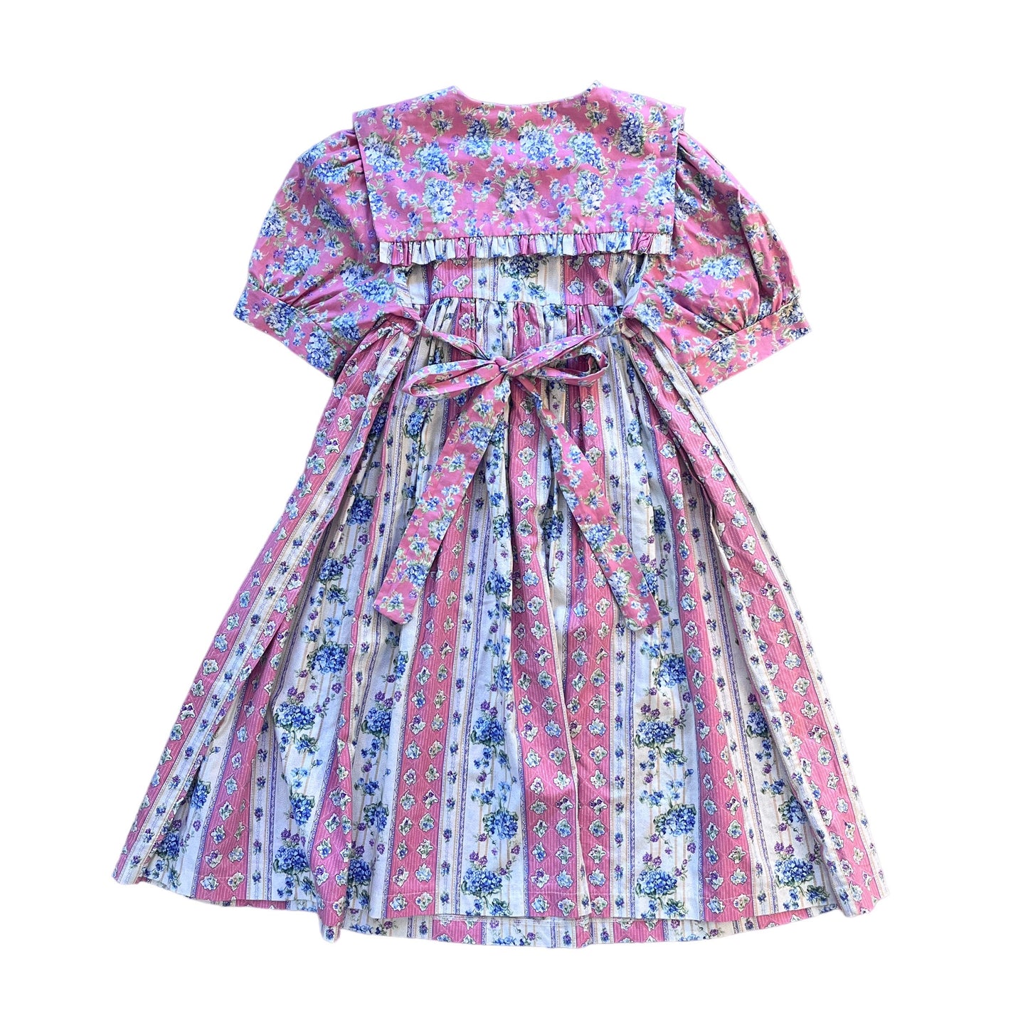 1980s Pink Floral Prairie Dress / 6-8Y