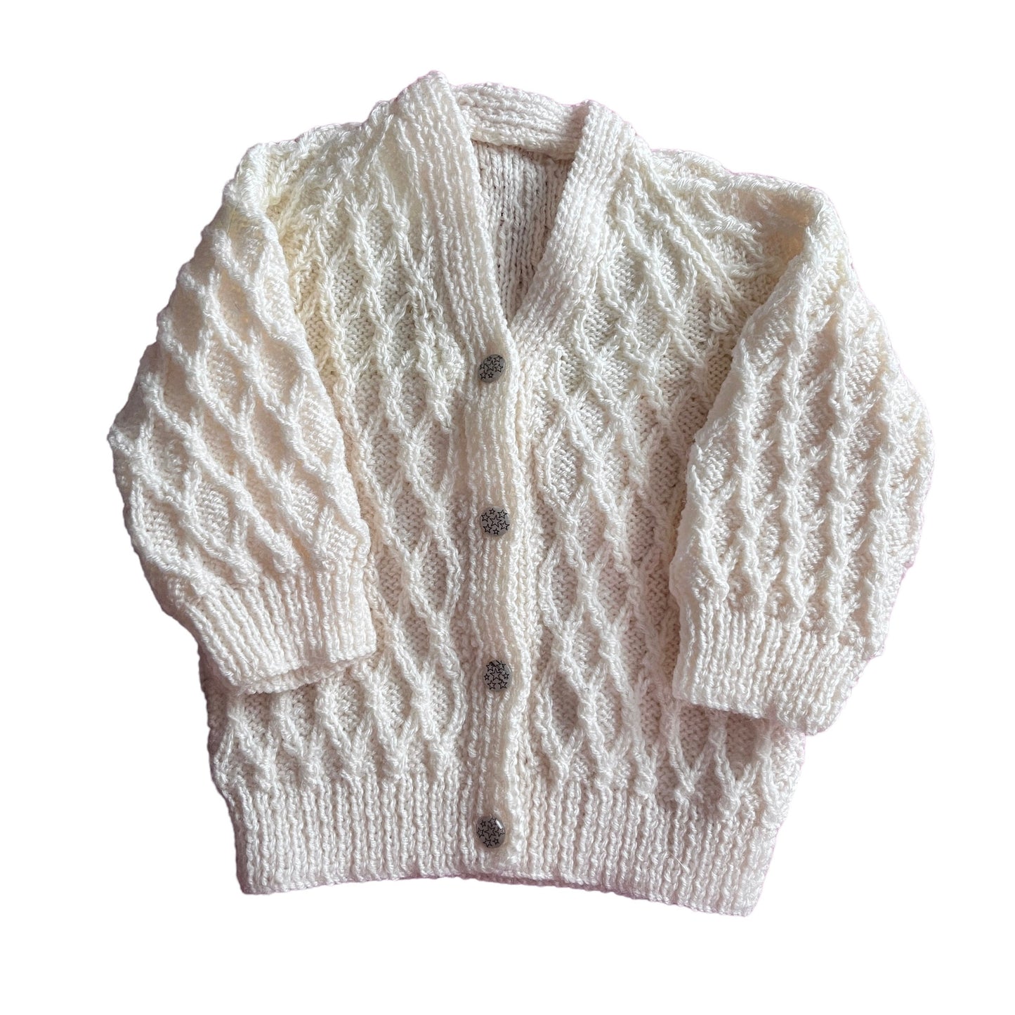 Vintage White Knitted Textured Cardigan 0-6 Months