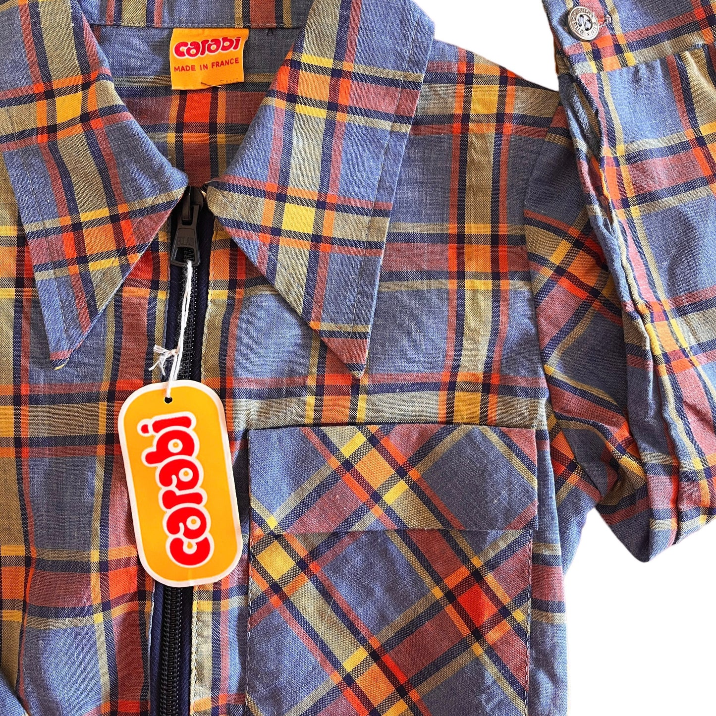 1970s Blue / Orange Check Jacket 4-5Y