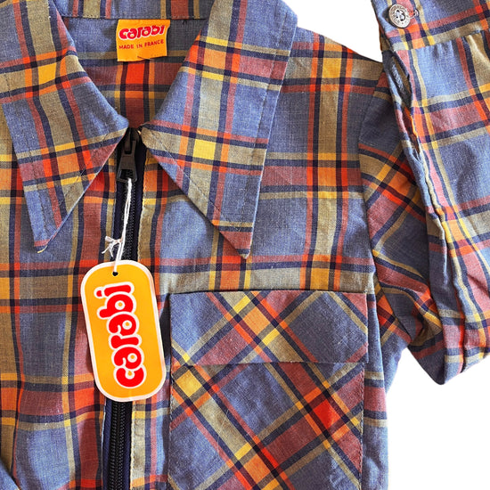 Load image into Gallery viewer, 1970s Blue / Orange Check Jacket 4-5Y
