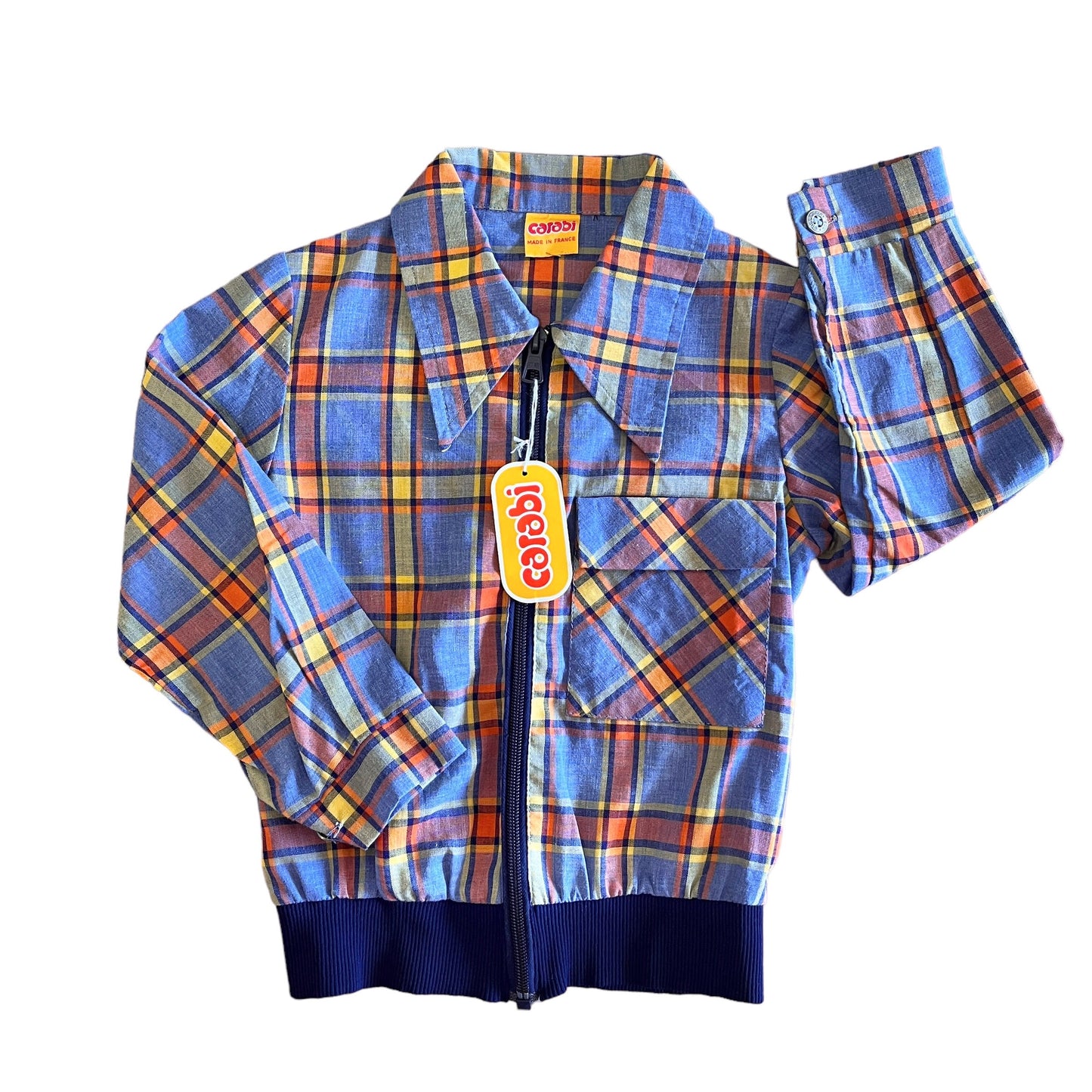 1970s Blue / Orange Check Jacket 4-5Y