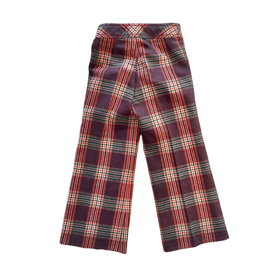 1960's Brown / Red Plaid Trousers / 4-5Y