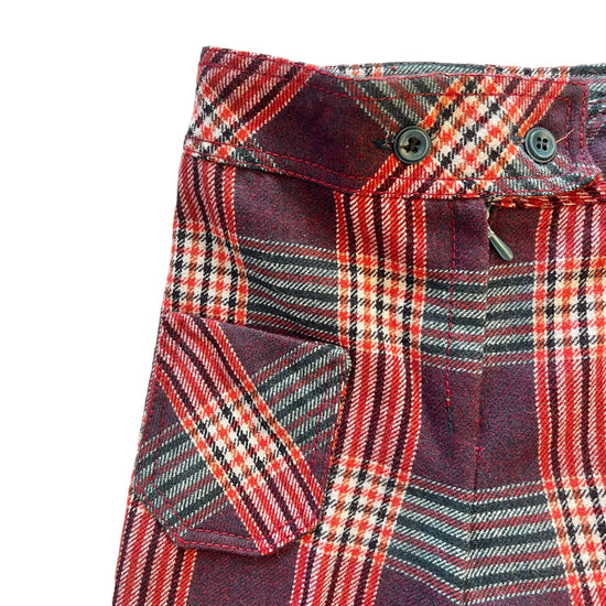 1960's Brown / Red Plaid Trousers / 4-5Y