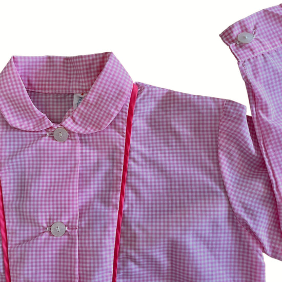 1960's Pink Gingham Nylon School Blouse / 3-4Y