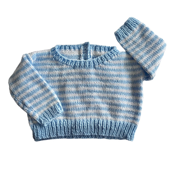 Vintage Blue Striped Knitted Jumper 3-6 Months