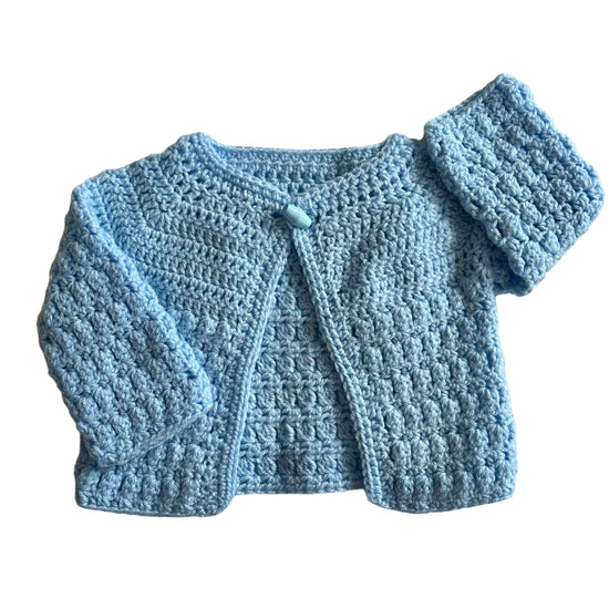 Vintage Blue Knitted Cardigan 3-6 Months