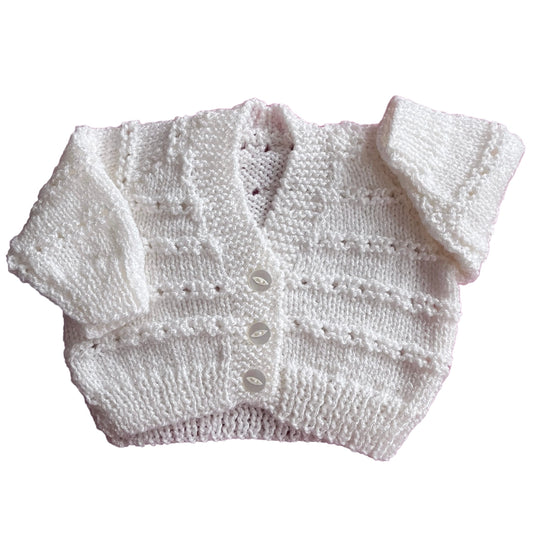 Vintage Knitted White Cardigan 0-3 Months