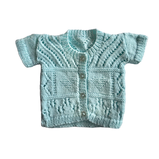 Vintage Knitted Green Cardigan Top Newborn / 0-3 Months