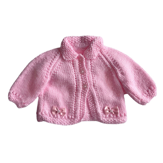 Vintage Knitted Pink Cardigan Newborn / 0-3 Months