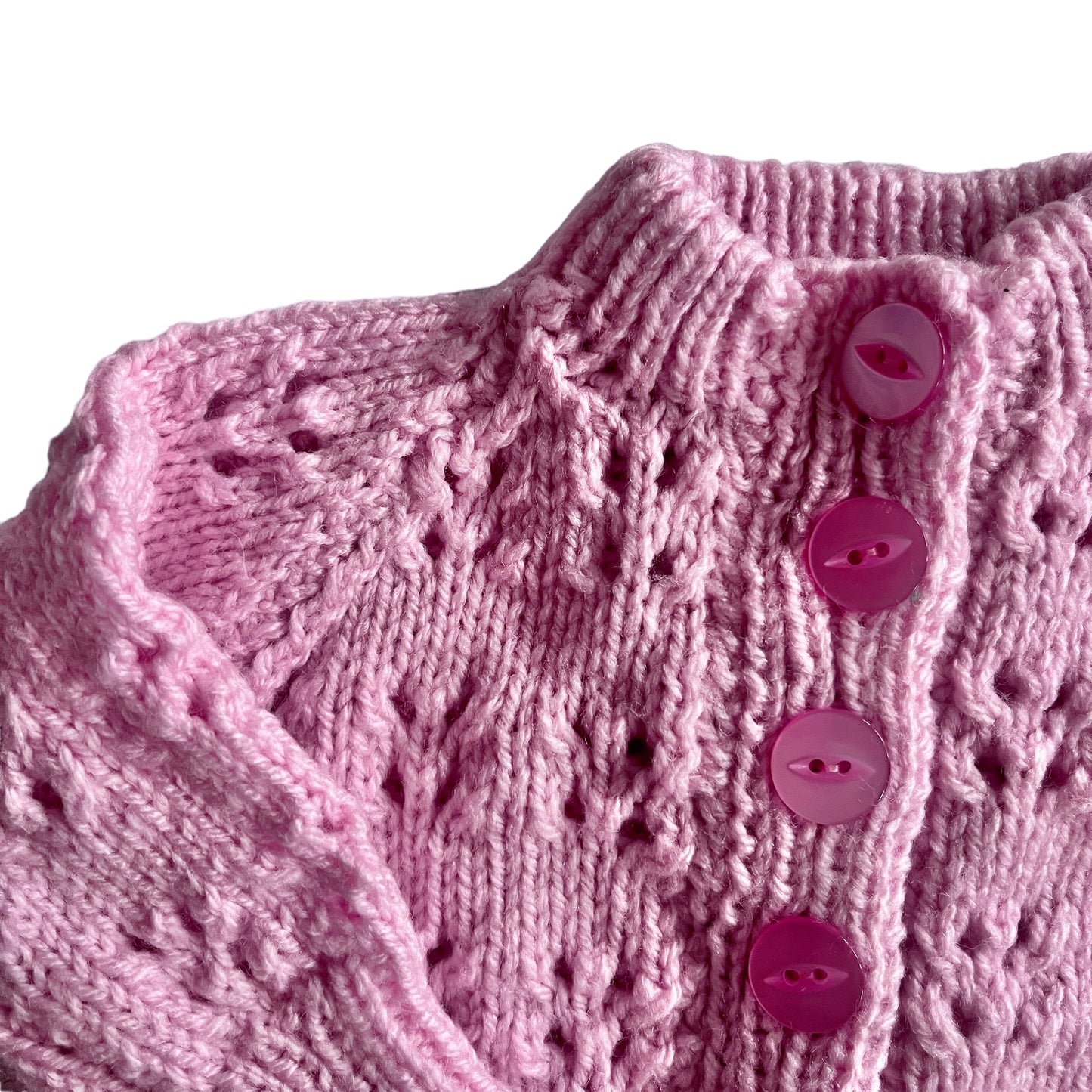 Vintage Knitted Pink Cardigan Newborn / 0-3 Months