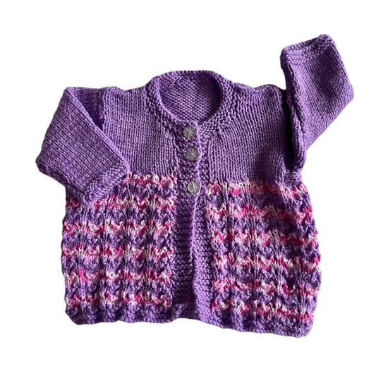 Vintage Purple Knitted Cardigan 0-6 Months