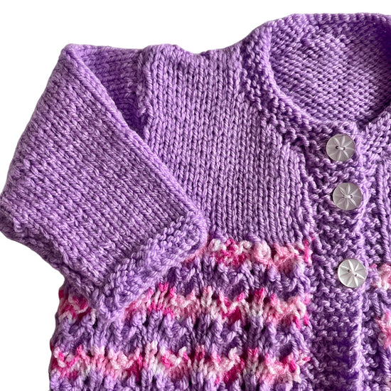 Vintage Purple Knitted Cardigan 0-6 Months
