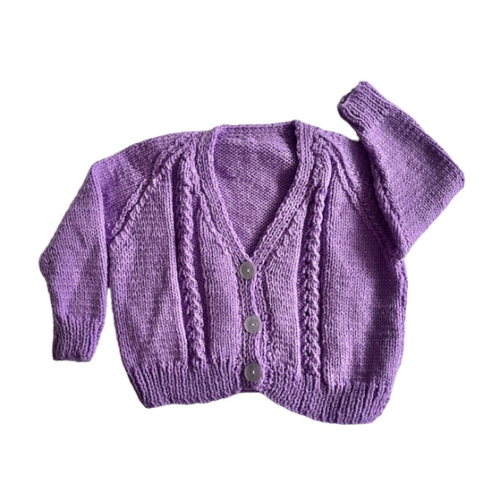 Vintage Knitted Lilac Cardigan / 12-18M