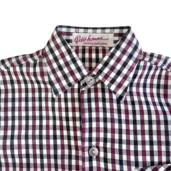 1960's Brown Gingham Mod Shirt 3-4Y